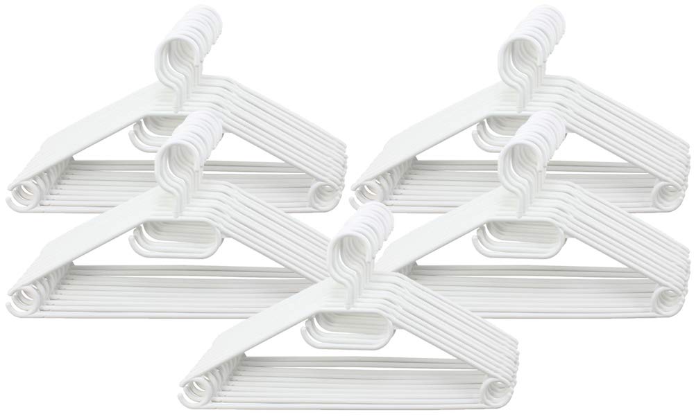 com-four® 50x Kleiderbügel weiss mit drehbarem Haken - Garderobenbügel für Anzug und Kostüm mit Ruts