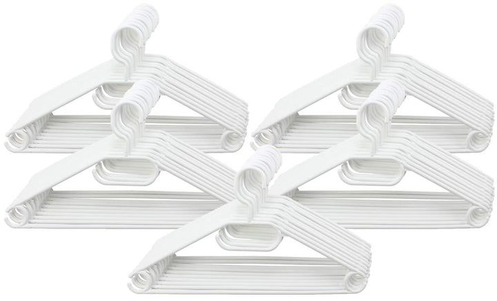 com-four® 50x Kleiderbügel weiss mit drehbarem Haken - Garderobenbügel für Anzug und Kostüm mit Ruts
