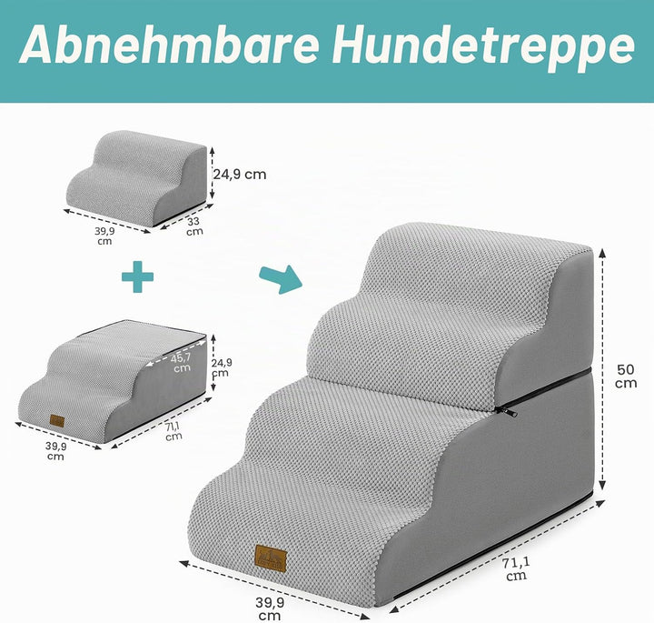 Breiter Hundetreppe für Kleine Hunde 50 cm, Hunderampe für Sofa, Hundetreppe Bett,Katzentreppe für A