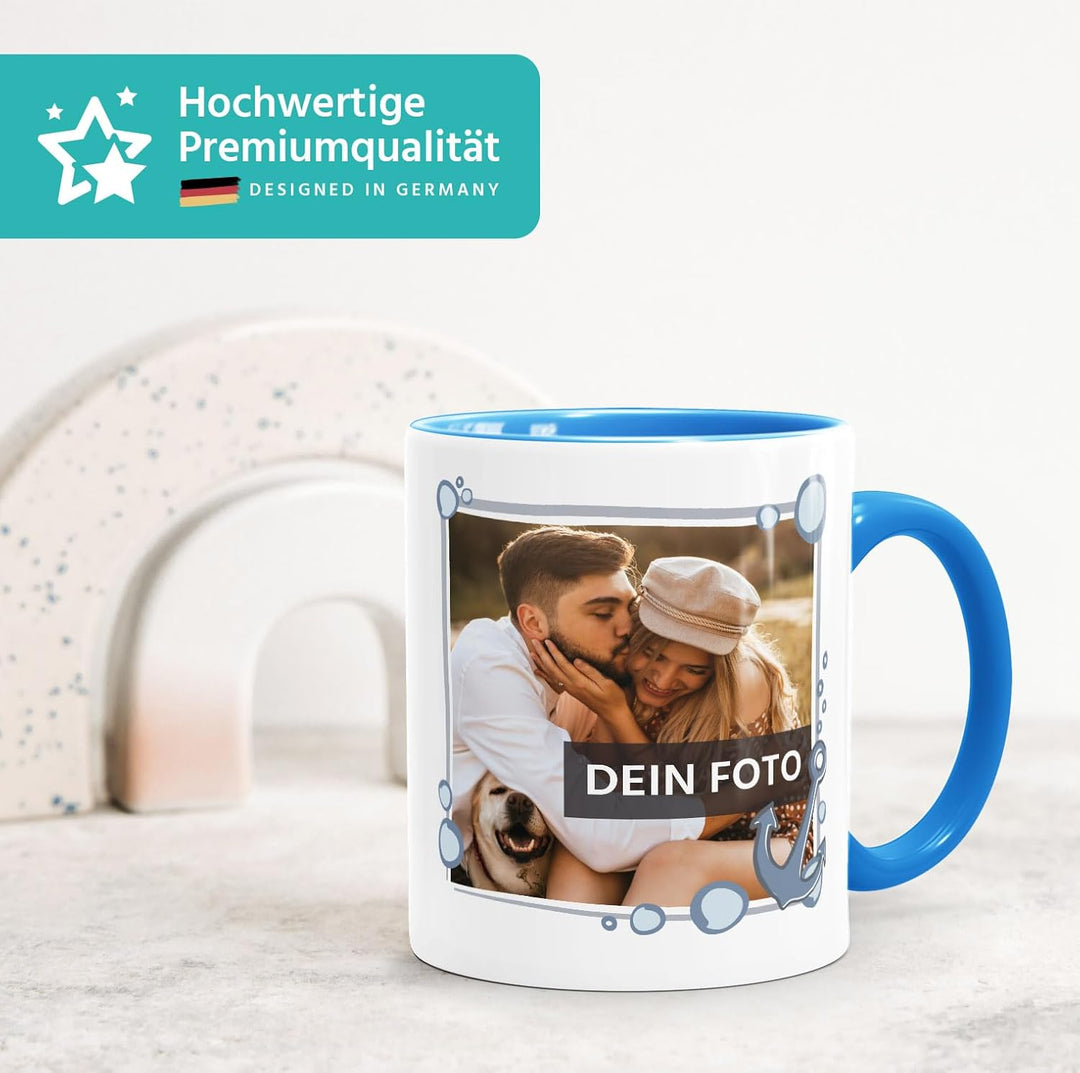 personalisierte Fototasse mit eigenem Foto persönliches Geschenk mit Bild selbst gestalten Rahmen He