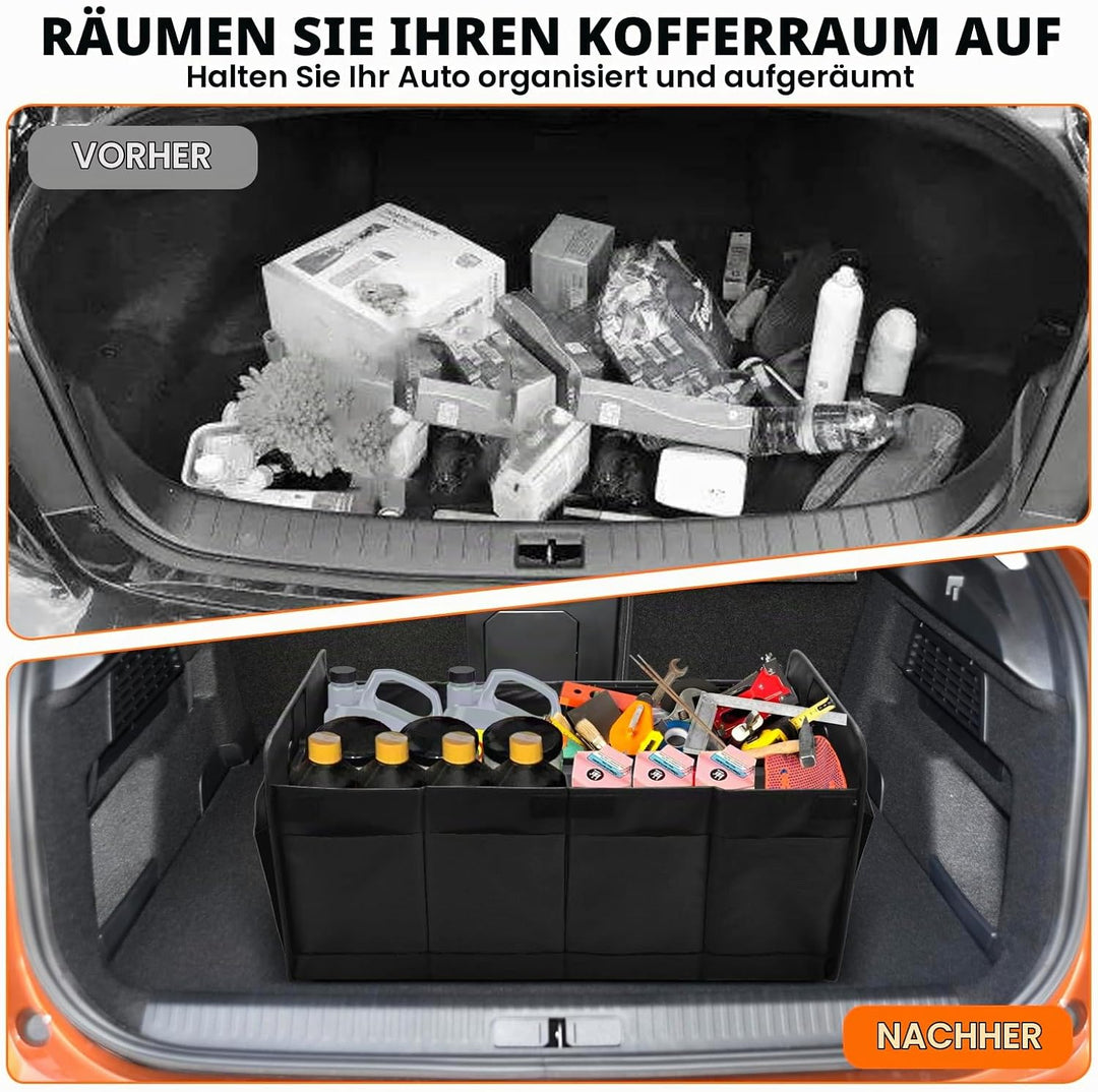 Kofferraum Organizer Auto, Faltbare Kofferraumtasche mit Fächern &amp; Tragegriff,Geräumige Aufbewahrung