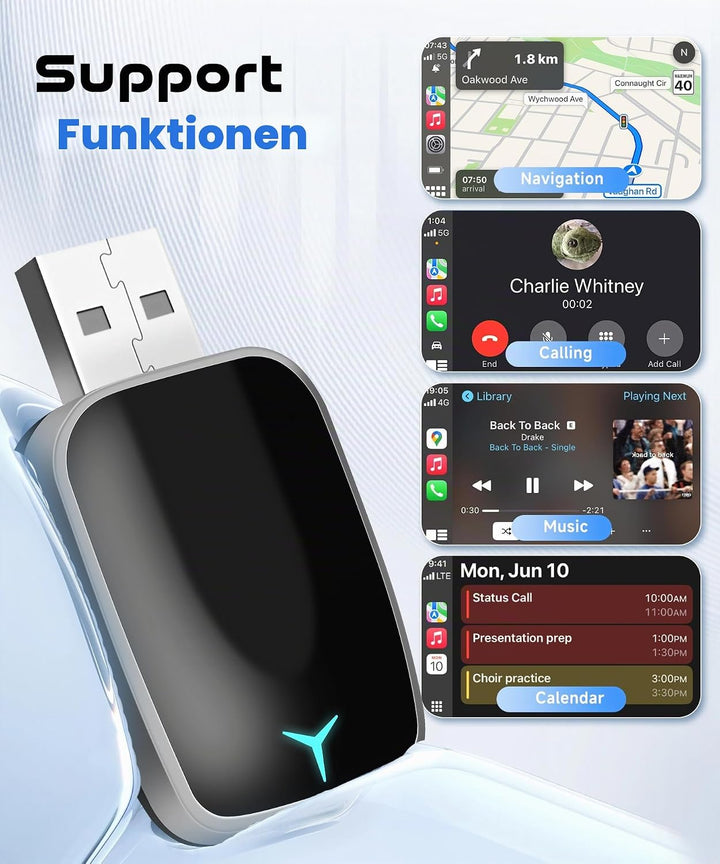2025 Wireless Carplay &amp; Android Auto Wireless Adapter, 2 IN 1 Stick Konvertieren Wired Android Auto/