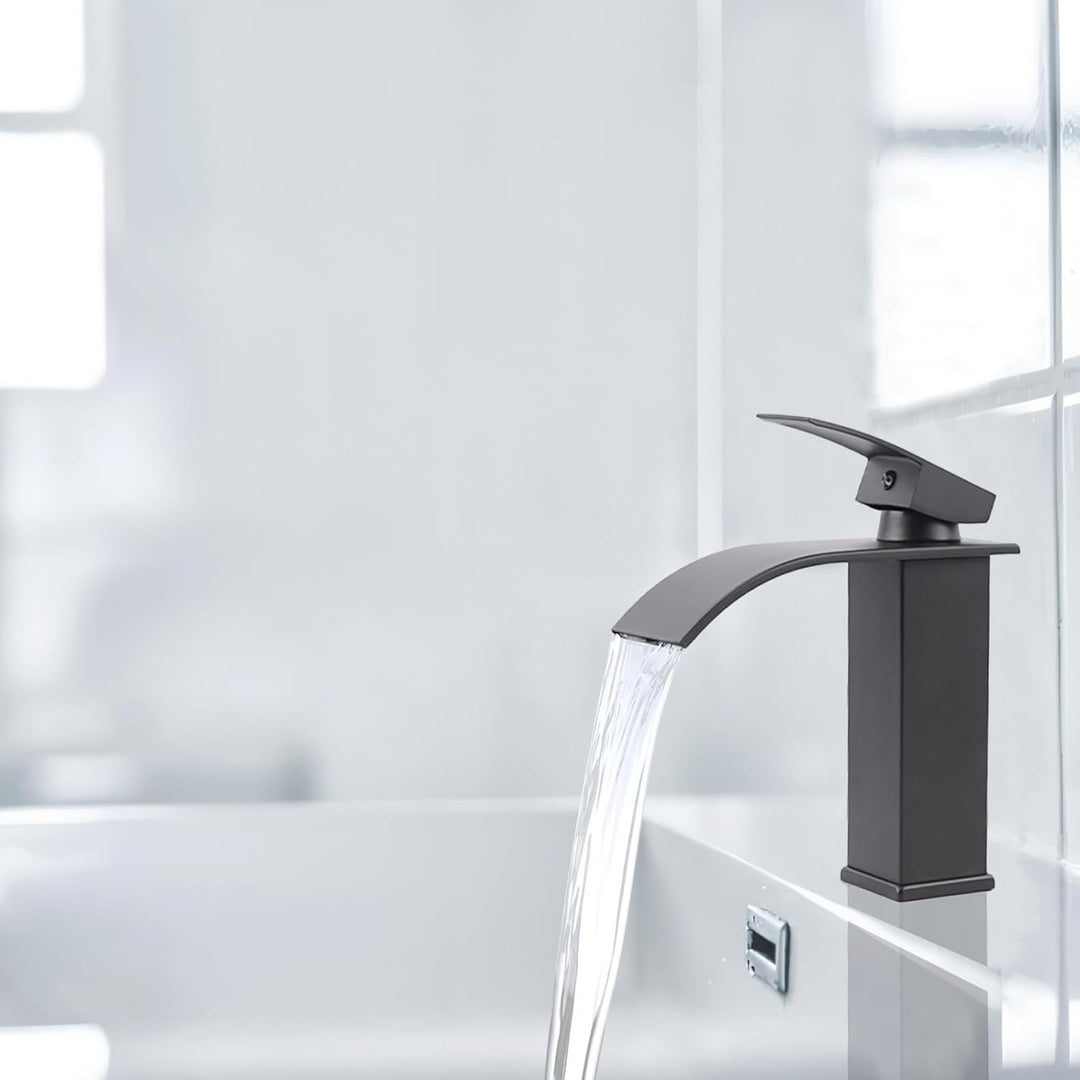 Wasserfall Wasserhahn aus Edelstahl Waschtischarmaturen Geräuschlose Wasserhahn Bad Einhebel Warmes