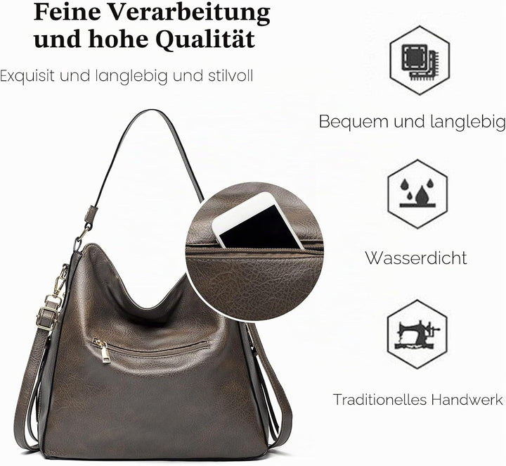 FANDARE Damen Handtasche Frauen Umhängetaschen Schultertasche PU Leder Tote Beutel Schultertasche fü