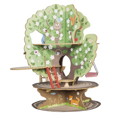 roba Baumhaus '4 Jahreszeiten', Holz Spielzeug-Baum mit 4 Spielseiten, inklusive Tieren und Zubehör