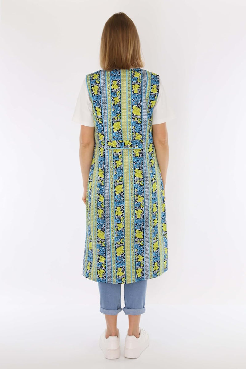 Knopfkittel Baumwolle bunt Kochschürze Hauskleid Kittel Schürze ohne Arm 38 Grün, 38 Grün