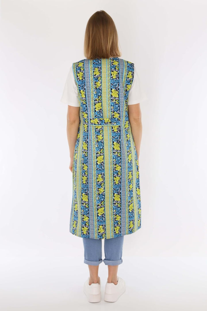 Knopfkittel Baumwolle bunt Kochschürze Hauskleid Kittel Schürze ohne Arm 38 Grün, 38 Grün