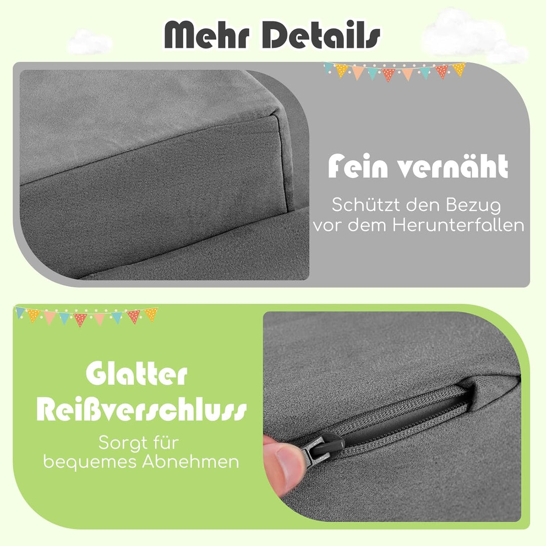 COSTWAY 5 TLG. Schaumstoffbausteine, Riesenbausteine mit Bällebad, Grossbausteine zum Toben und Klet