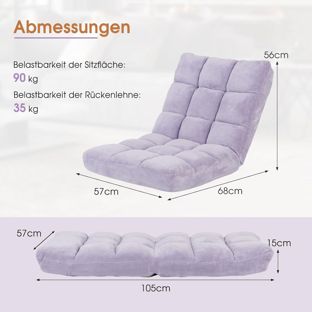RELAX4LIFE Bodenstuhl Faltbar, Lazy Sofa, Meditationsstuhl, Bodensessel mit Verstellbarer Lehne, für