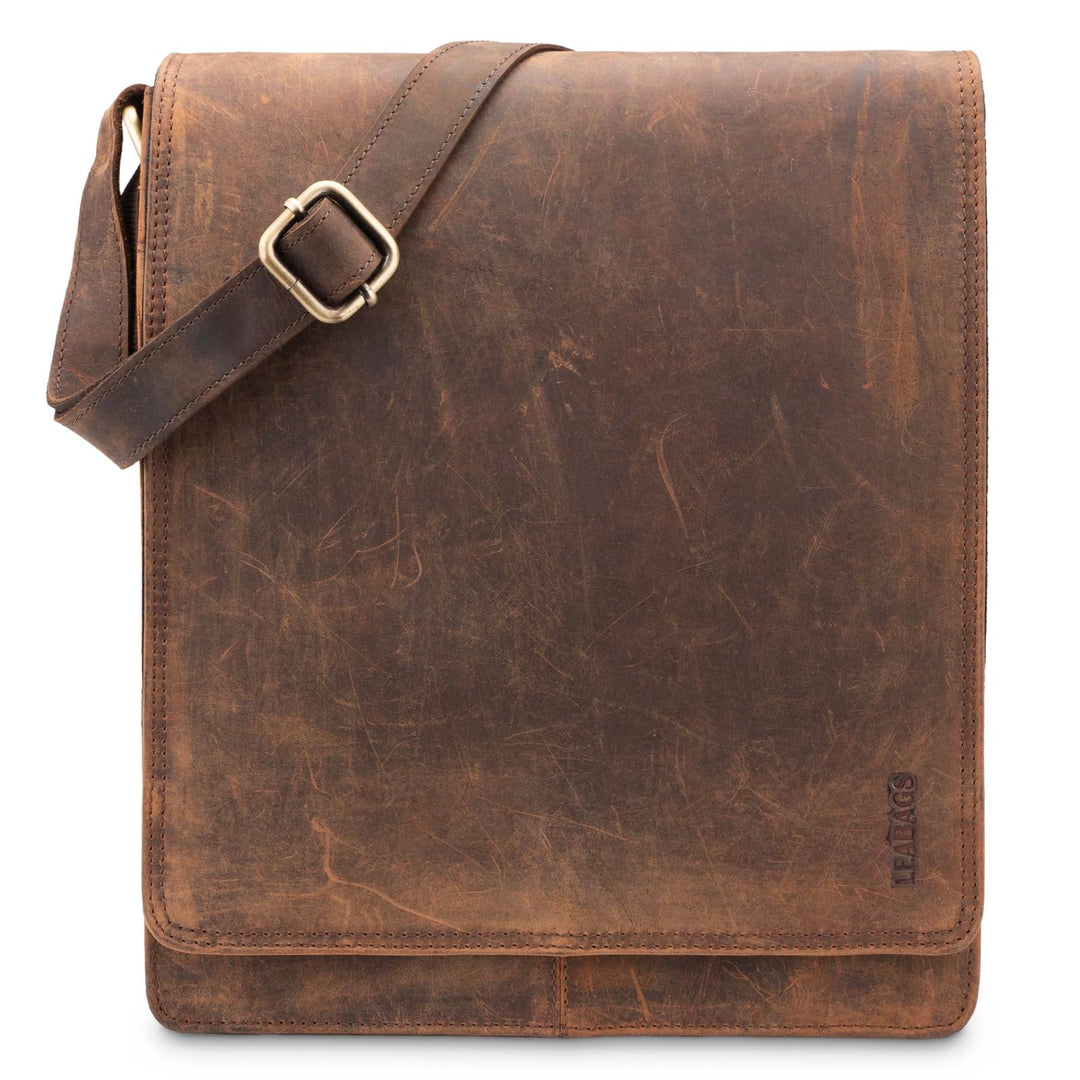 LEABAGS Leder Umhängetasche Herren &amp; Damen I Echtleder Laptoptasche bis 13 Zoll I Messenger Bag mit