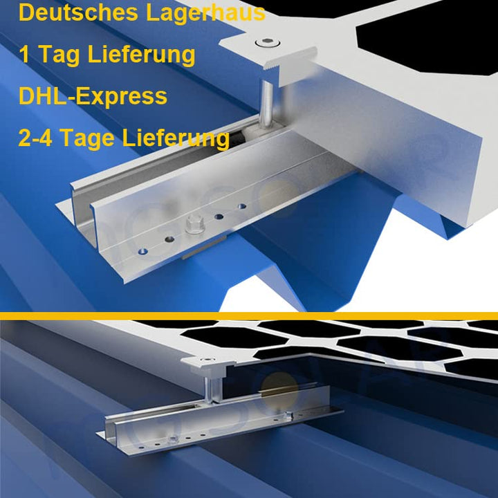 Solarmodul Halterung, Solarpanel Alu Befestigungssystem Trapezblech Photovoltaik Befestigungsschiene