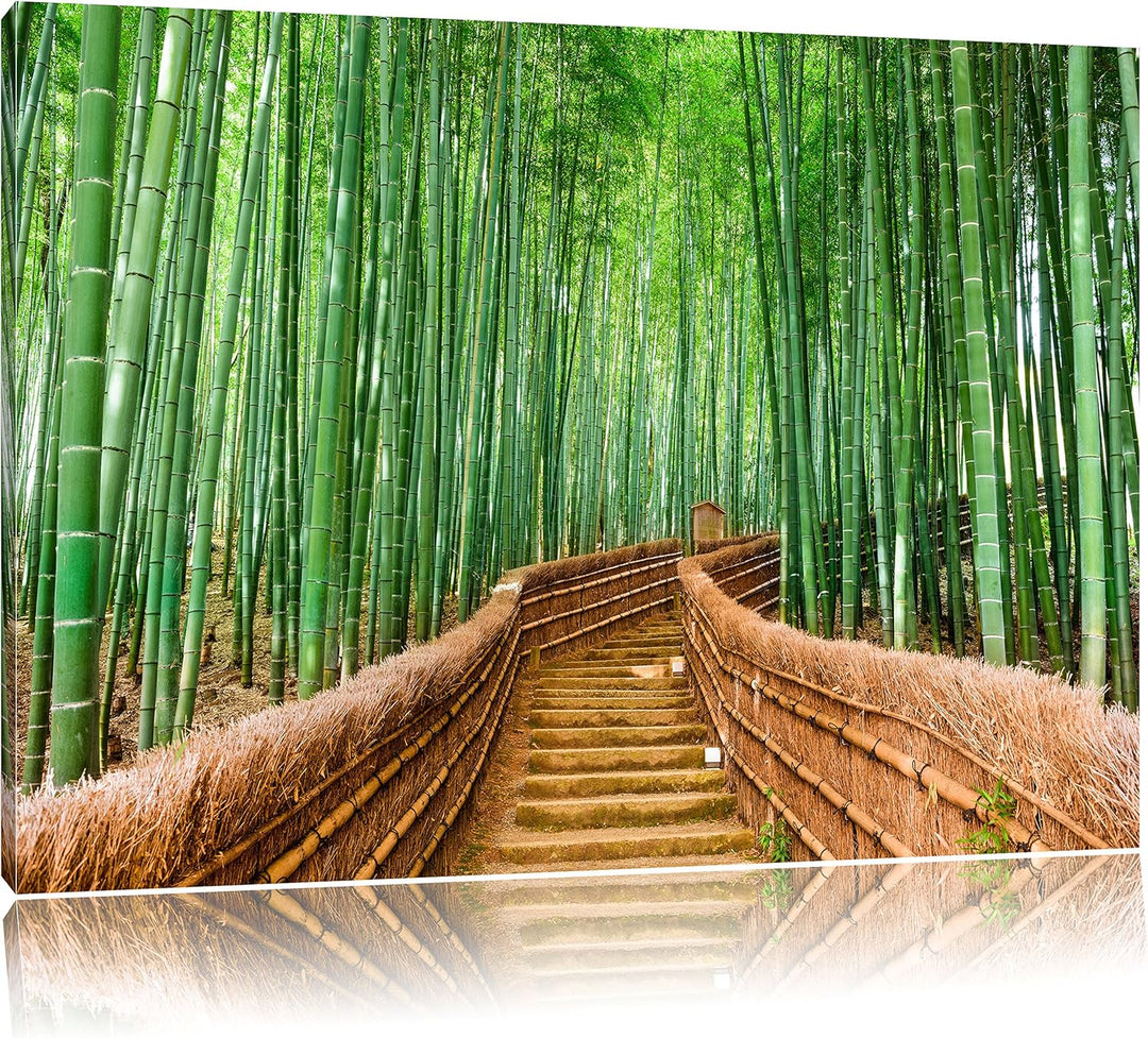 Kyoto Japan Bambuswald, Format: 100x70 auf Leinwand, XXL riesige Bilder fertig gerahmt mit Keilrahme