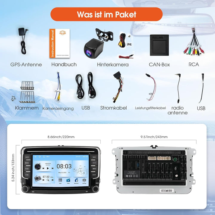 Haudio 2 Din Autoradio mit Kabellosem Apple CarPlay & Android Auto, 7 Zoll Autobildschirm mit Canbus