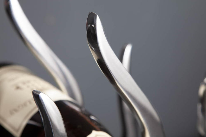 Riess Ambiente modernes Weinregal Flame 93cm Silber für 9 Flaschen Flaschenhalter Flaschenregal Wein