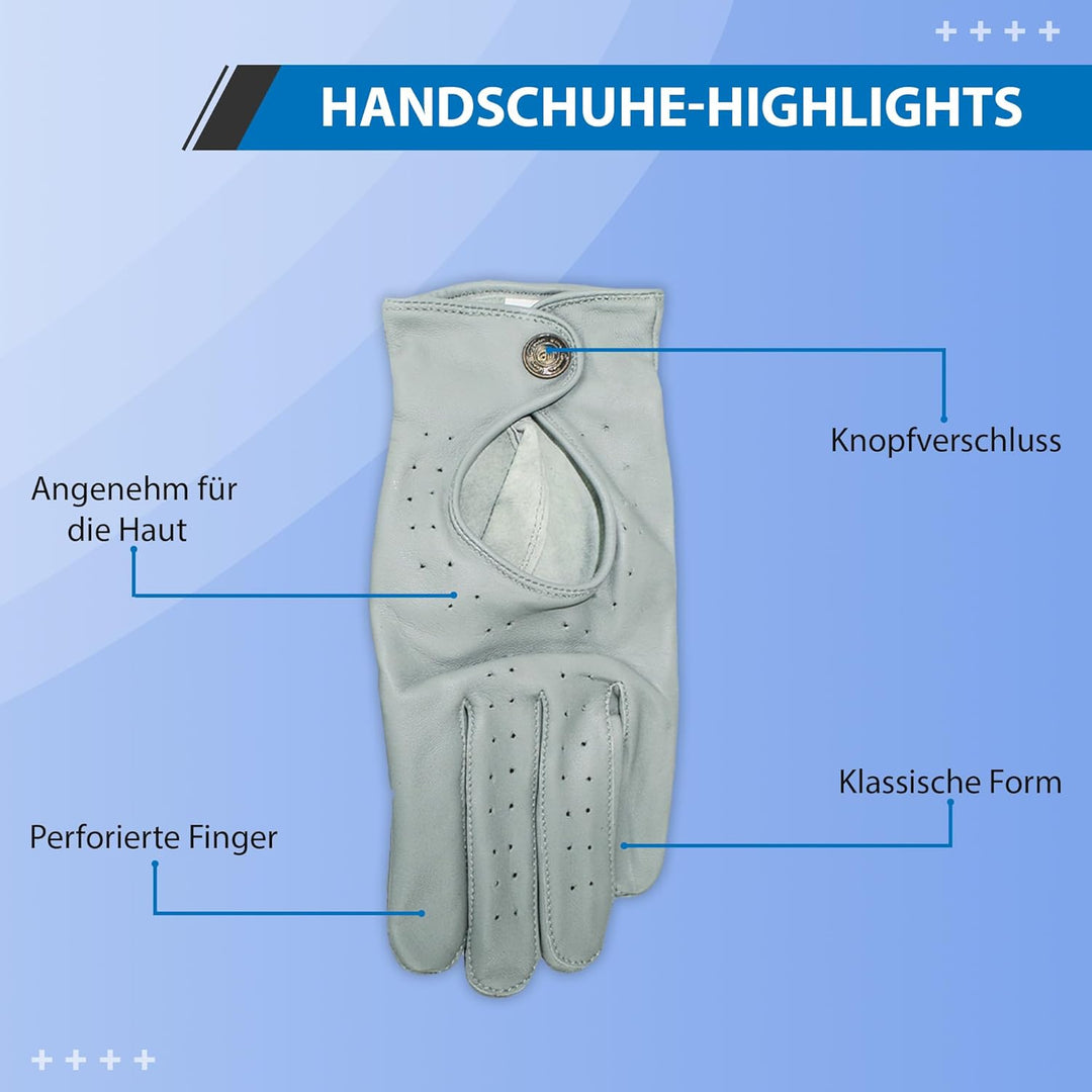 German Wear Unisex Driving Autofahrer-Handschuhe Lederhandschuhe 10=XL Grau, 10=XL Grau