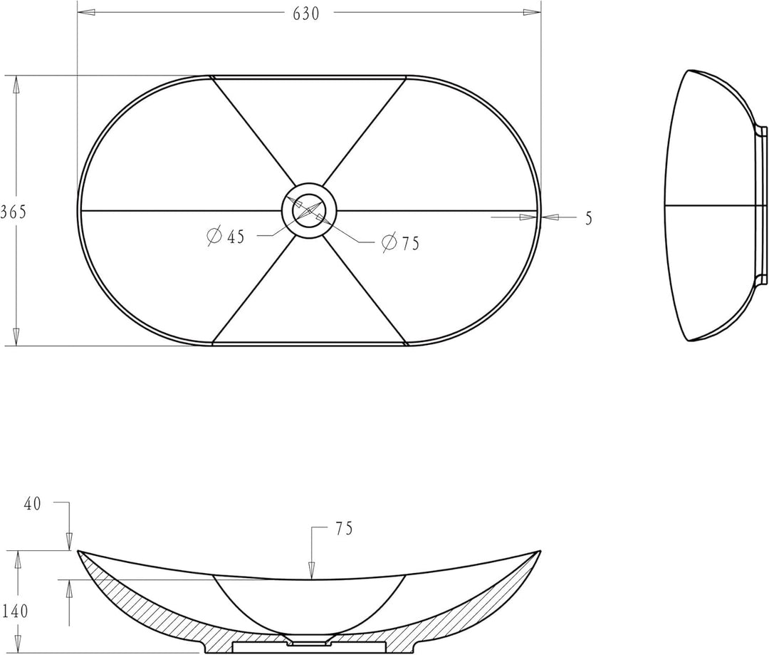 Mai & Mai Aufsatzwaschbecken Waschschale Waschbecken in Weiss aus Keramik inkl. Nano-Versiegelung Br