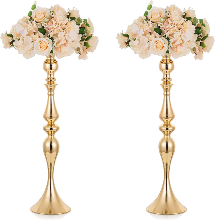 Nuptio Hochzeit Mittelstücke für Tische Vase – 2 Stück 70cm Hohe Goldene Vasen für Mittelstücke Blum