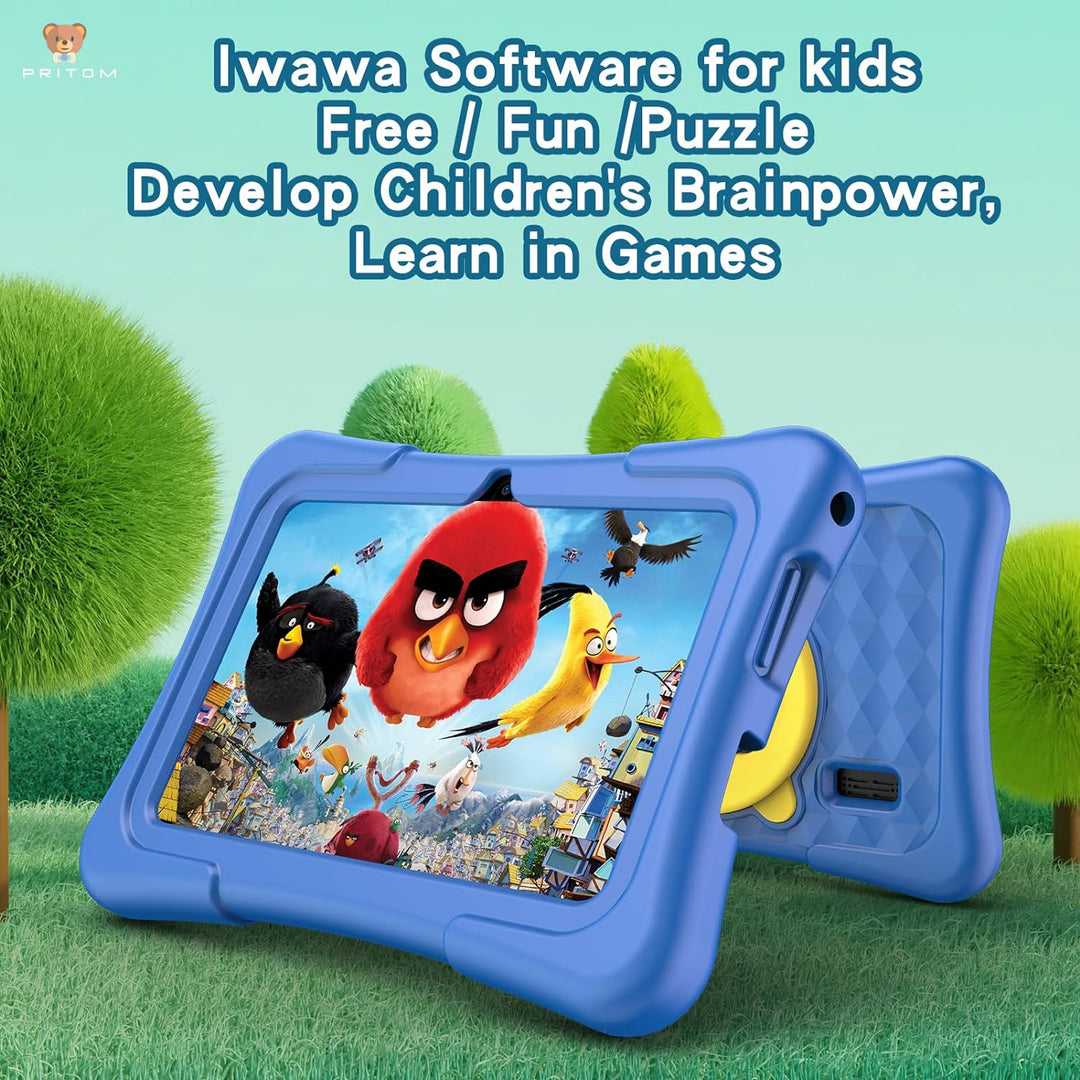 PRITOM 7-Zoll-Kinder-Tablet, Android 11, Quad Core, 2 GB RAM, 32 GB ROM, BT, WLAN, Dual-Kamera, Bild