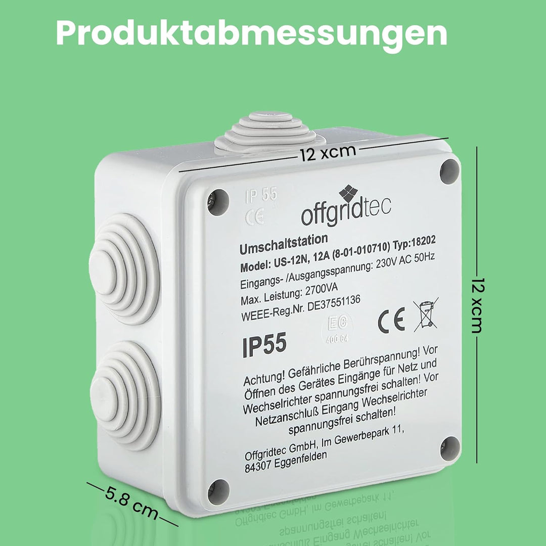 Offgridtec Umschaltstation für Netzvorrangschaltung USV Betrieb US230/12 12A 2700W 230VAC 12A /
