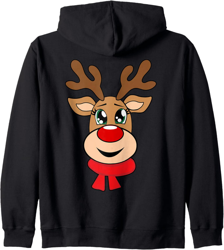 Rentier Weihnachtspullover Weihnachtspulli Damen Herren Kapuzenjacke