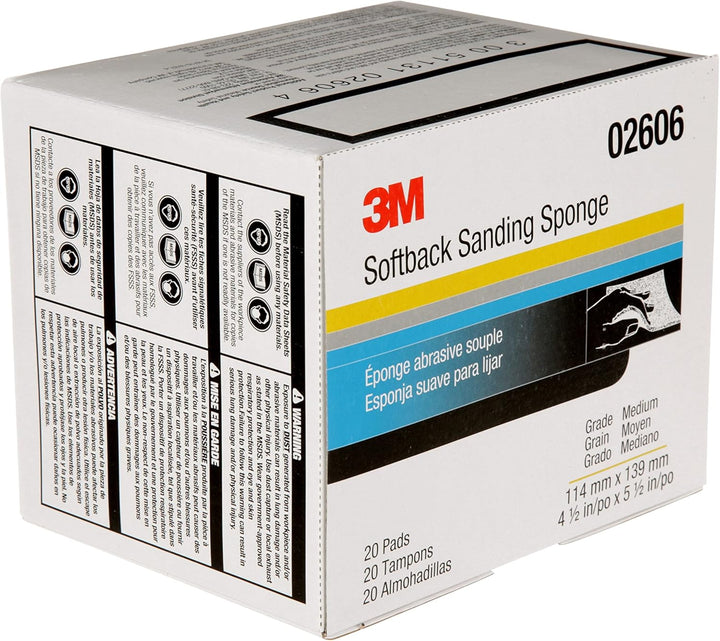 3M Softback Schleifschwamm, 02606, 115 mm x 140 mm, Medium, 20 Schwämme pro Packung 4 Mittel, 4 Mitt