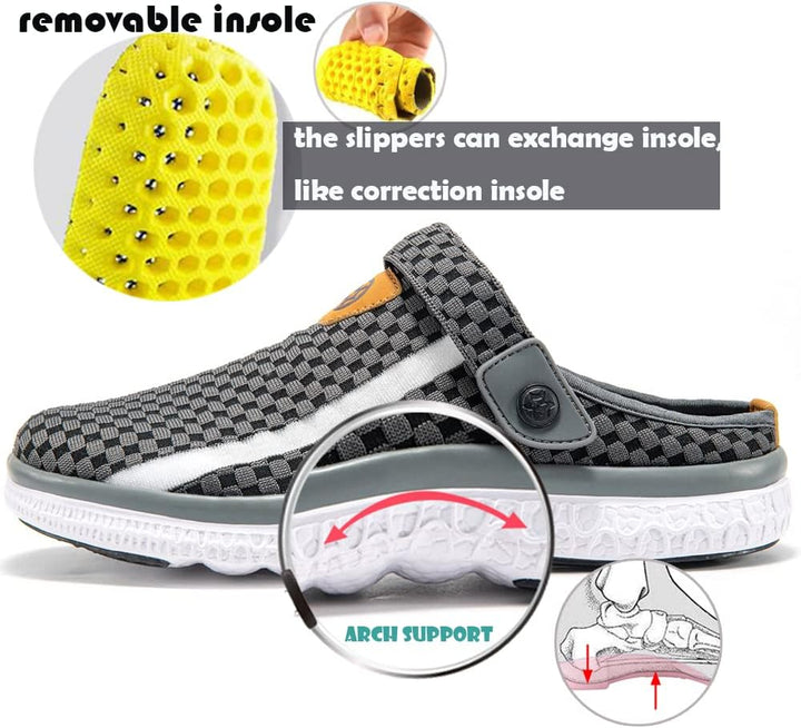 Unisex Clogs Hausschuhe Atmungsaktiv Mesh Pantoletten Sommer Beach Freizeit Schuhe rutschfest Weiche