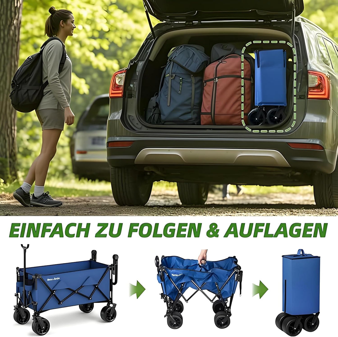 BEAU JARDIN Klappbarer Bollerwagen – 200L 230KG Tragfähigkeit, All-Terrain-Räder 16cm | Faltbarer Tr