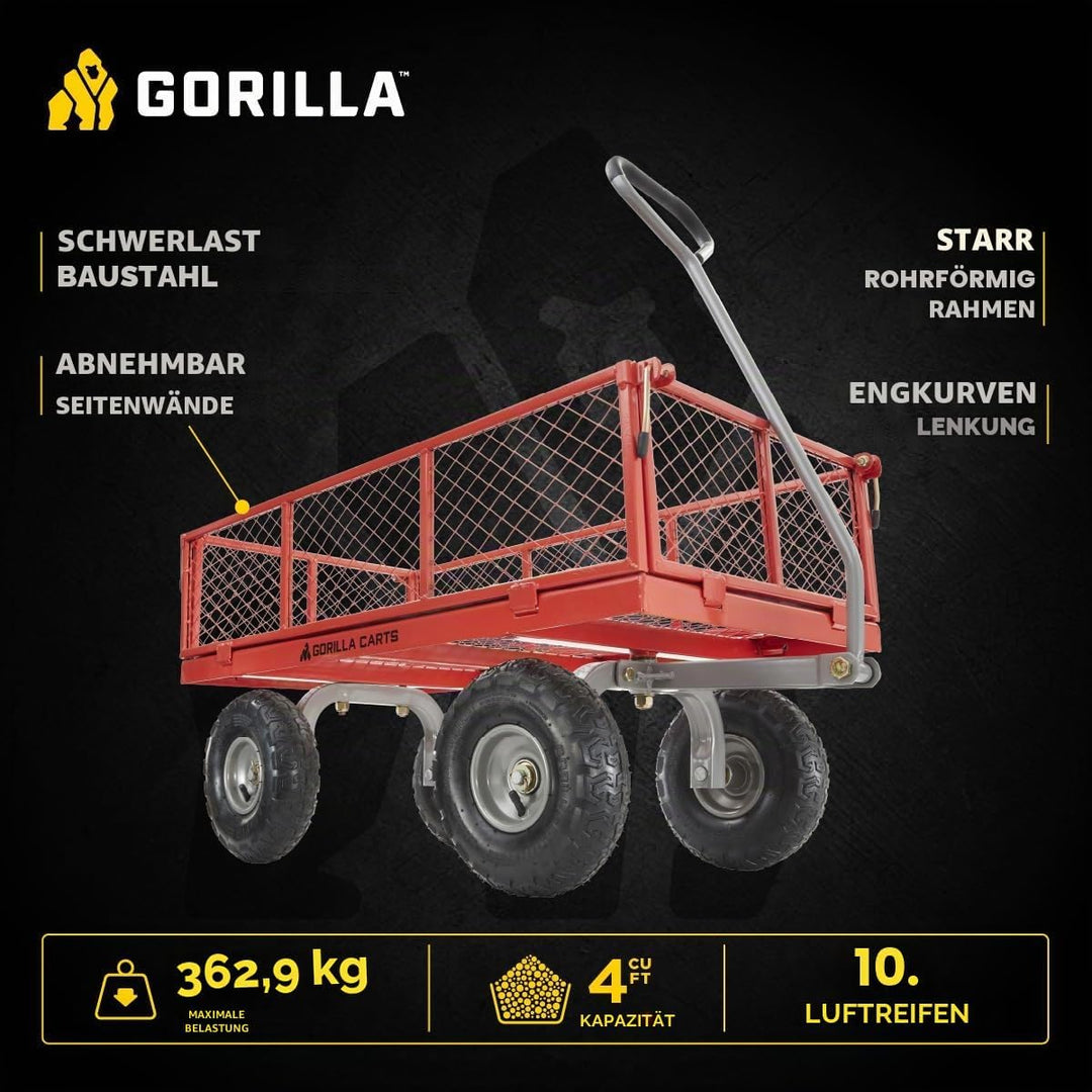 Gorilla Wagen, 362,9 kg Kapazit�t, robust, Robustes Stahlgeflecht, wandelbar, Flachbett, Garten, Out
