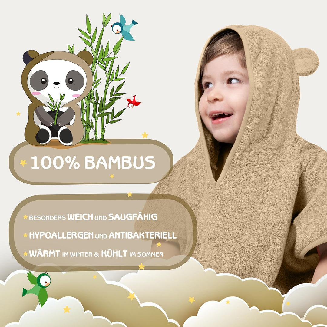 FUCHSUNDPANDA Fuchs&Panda® Badeponcho Kinder EXTRA warm, weich & kuschelig (100% Bambus) | Badeponch