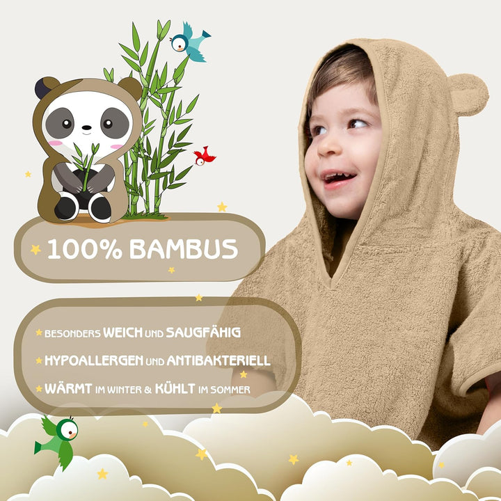 FUCHSUNDPANDA Fuchs&Panda® Badeponcho Kinder EXTRA warm, weich & kuschelig (100% Bambus) | Badeponch