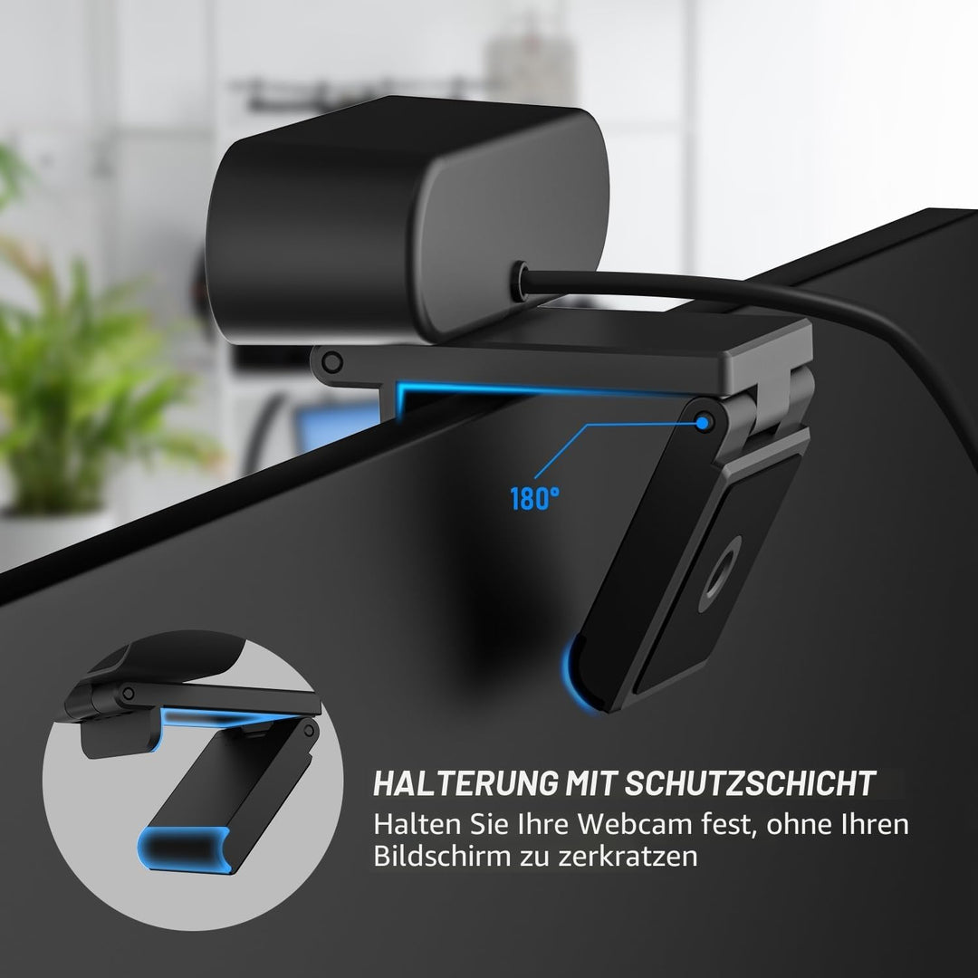 Smilodon 1080P HD Webcam, Pro, mit 110° Weitwinkel, Sichtschutz Abdeckung, Stativ, für Konferenzen,