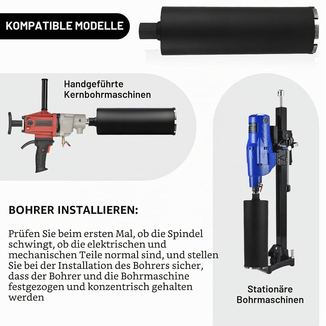 CPROSP 1¼" UNC Diamantbohrkrone mit SDS PLUS Adapter, Kernbohrkrone DM 162mm, L 420mm, Kernbohrer fü