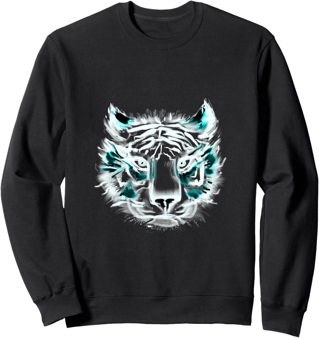 Tigerkopf Motiv Raubkatzen Dschungel Katzen Zähne Tiger Sweatshirt