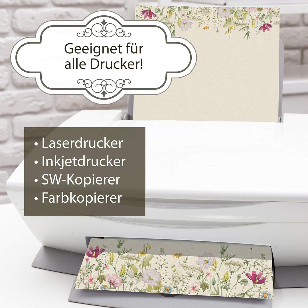 Wildblumen Briefpapier mit Umschlag Set 500 Sets Papier DIN A4 beidseitig floral Natur nachhaltig fü