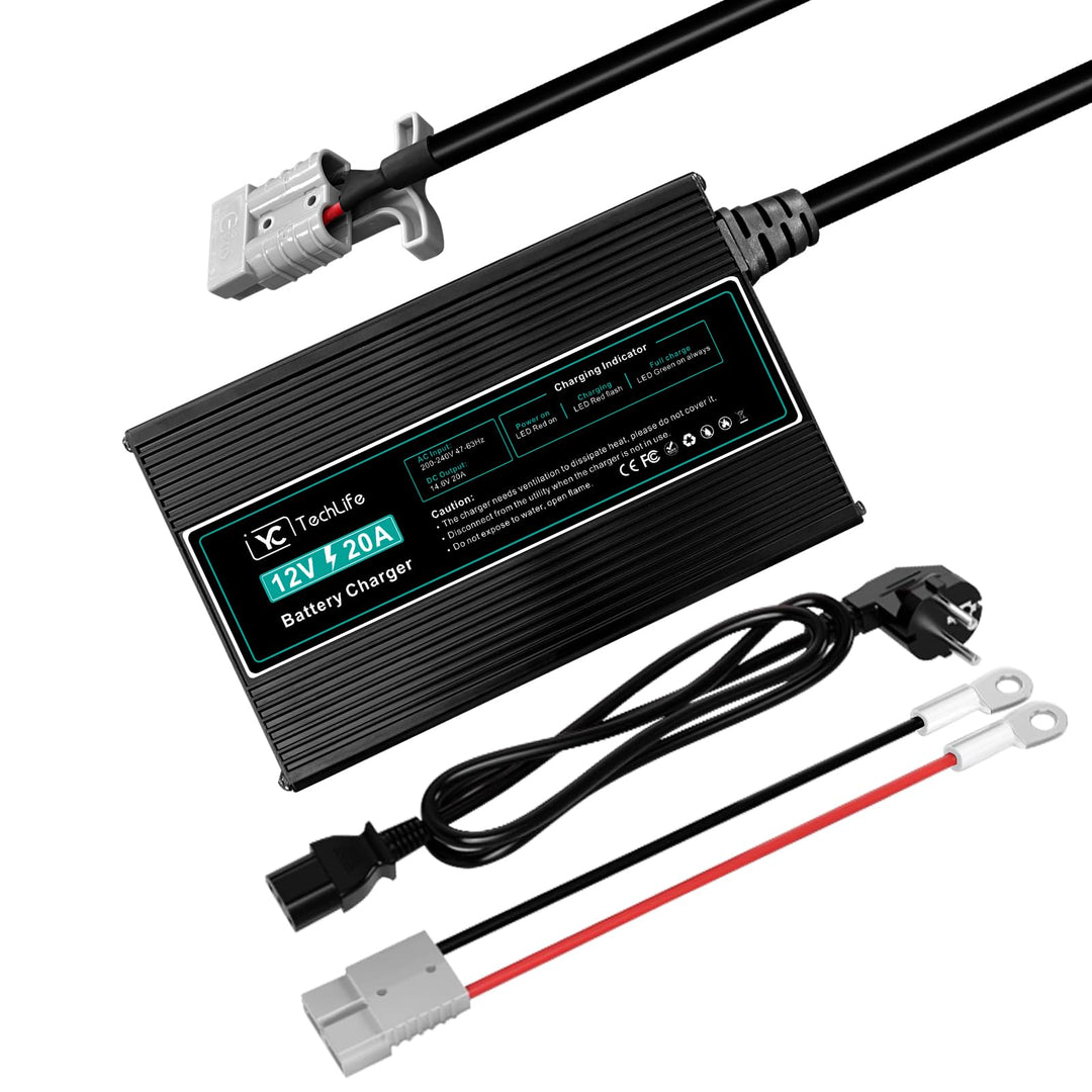 LiFePO4 Ladegerät 12V 20A, Batterie Ladegerät Kompatibel mit Anderson Anschluss Entwickelt für das L