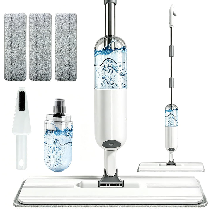 Wischmopp mit Sprühfunktion, 360° drehbarer Bodenwischer Set | Leichter Mop mit feinem Sprühnebel Wa