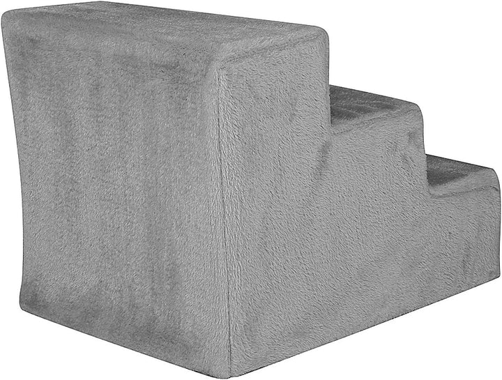 lionto Haustiertreppe mit Plüschbezug, 46x36x34 cm, robuste Hundetreppe mit niedriger Stufenhöhe von