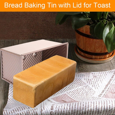 WOPPLXY 2 Stück Roségold Toastbrot Backform mit Deckel, 450G Teig Brotbackform mit Deckel, Antihaft
