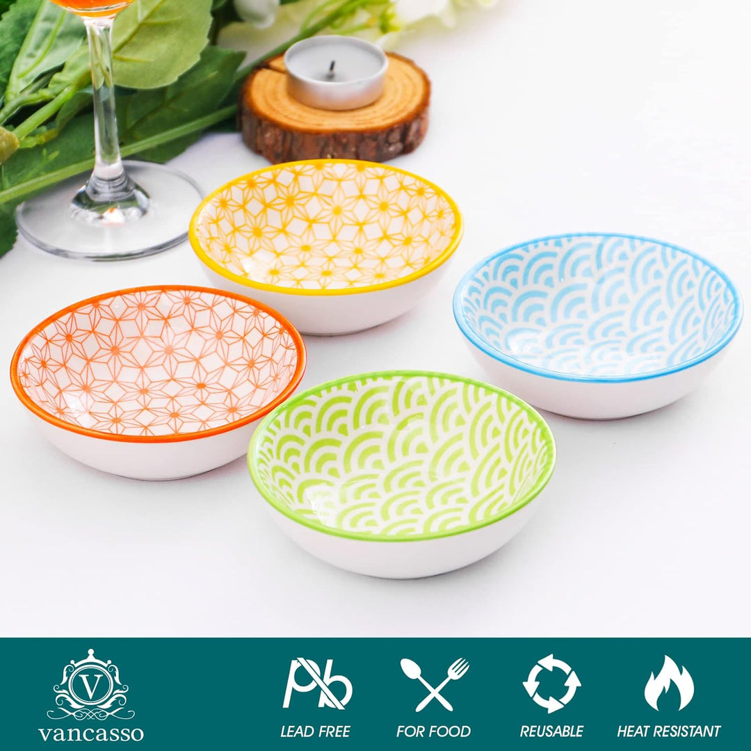 vancasso Natsuki Porzellan Dipschalen Set, 8-teilig Schälchen, Ø 8,8 cm Snackschalen, Servierschalen