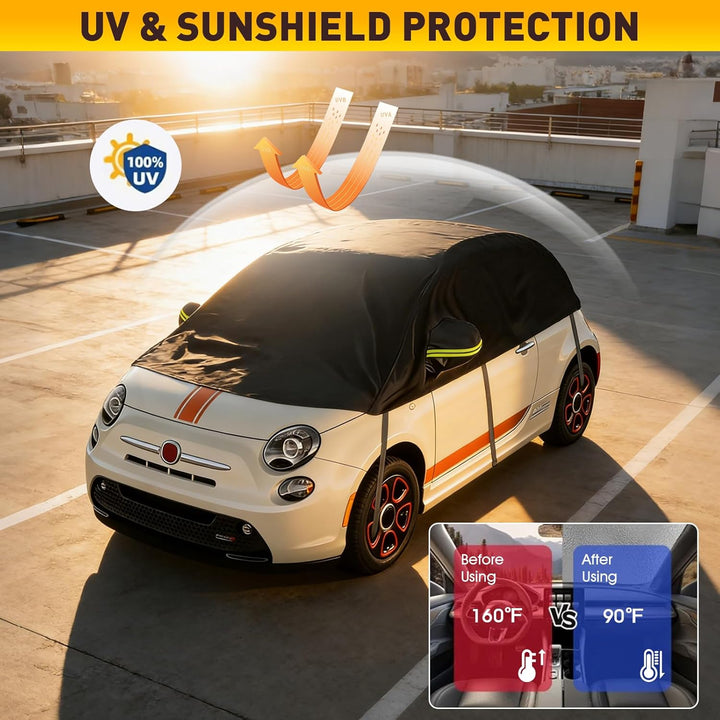 Halbe Autoabdeckung Ersatz Passend für FIAT 500 Abarth 595 (2010-2025), Sonnenfest Hälfte Halbgarage