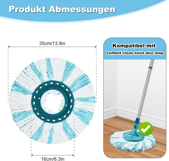 Bodenwischer Ersatzbezug, Wischmopp Bezug Kompatibel Mit Leifheit Clean Twist Disc Mop Ergo Wischmop