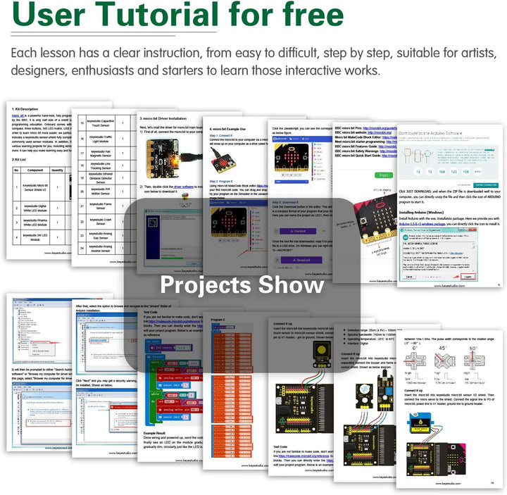 KEYESTUDIO BBC Micro:bit 37 In 1 Sensor Starto Kit | Microcontroller Starter Kit mit Microbit V2, PD