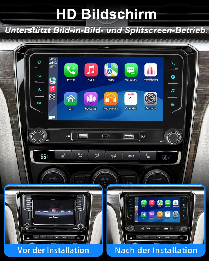 ESSGOO 4+64G Bluetooth Autoradio CarPlay und Android Auto Für VW Golf 5 6 Plus Touran Tiguan EOS Pas