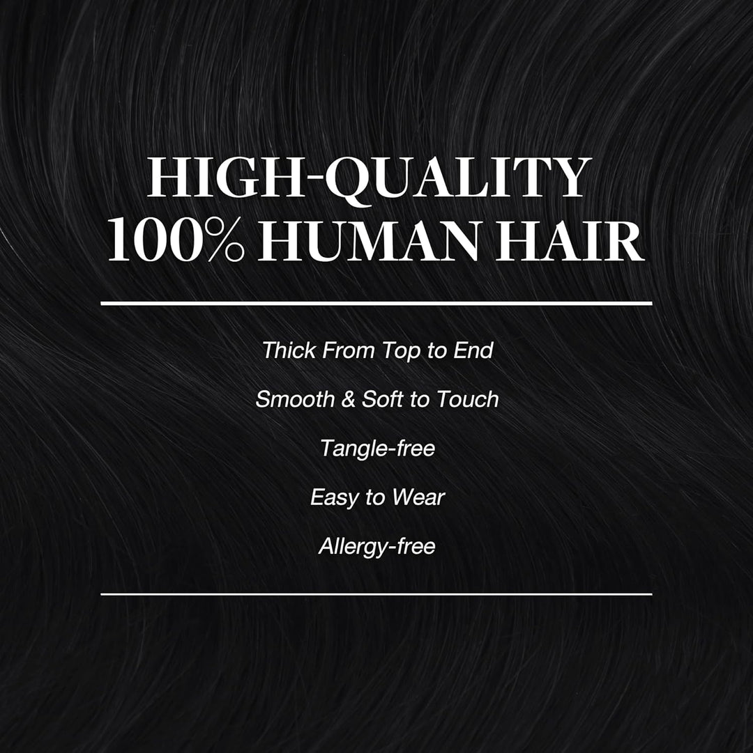 GOO GOO Clip in Extensions Eechthaar, 40cm 120g 7pcs, 1 Tief Schwarz, Remy Clip in Haarverlängerung