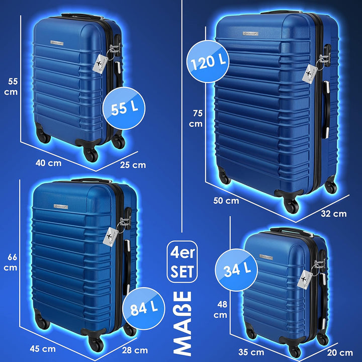 KESSER® 4tlg. Hartschalenkofferset Hard Shell Basic Hartschalenkoffer Trolley Koffer Reisekoffer Rei