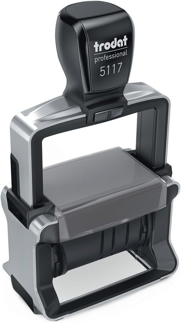 Trodat Professional 5117 Wortbandstempel mit Lagertexten und Datum, Abdruck ca. 48 x 4 mm, Schwarz,