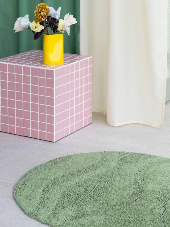 RugVista Badematte Breeze, ∅ 70 cm, Rund, Mittelflor, Anti-Rutsch, Moderner Badteppich, Maschinenwas