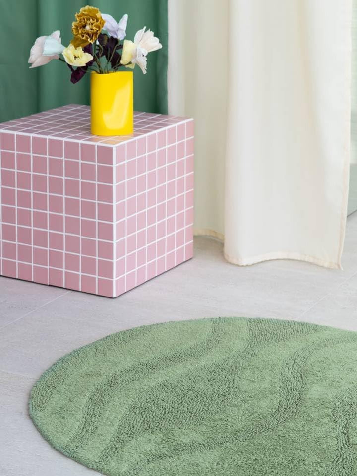 RugVista Badematte Breeze, ∅ 70 cm, Rund, Mittelflor, Anti-Rutsch, Moderner Badteppich, Maschinenwas