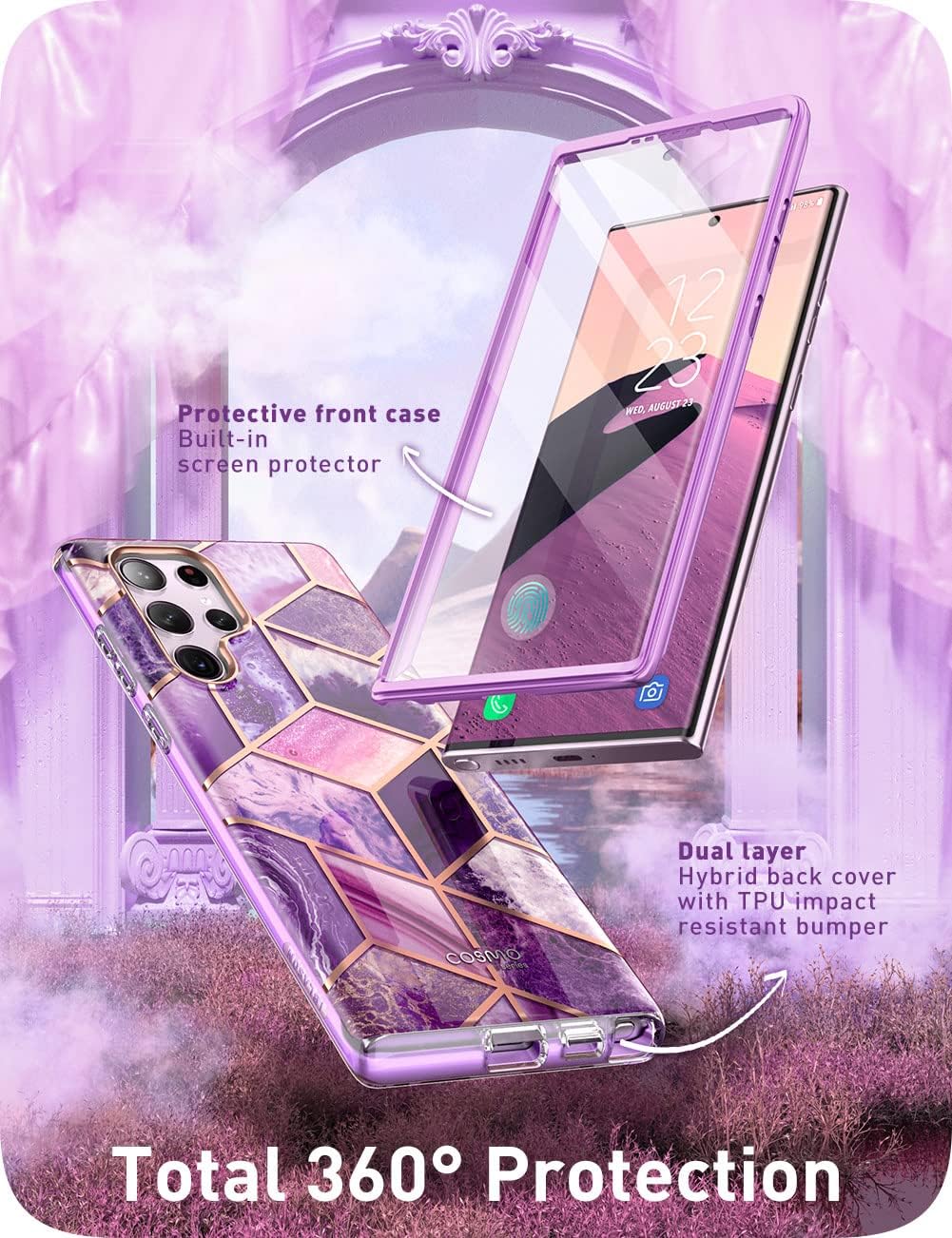 i-Blason Glitzer Hülle für Samsung Galaxy S23 Ultra 5G Handyhülle Bumper Case 360 Grad Schutzhülle G