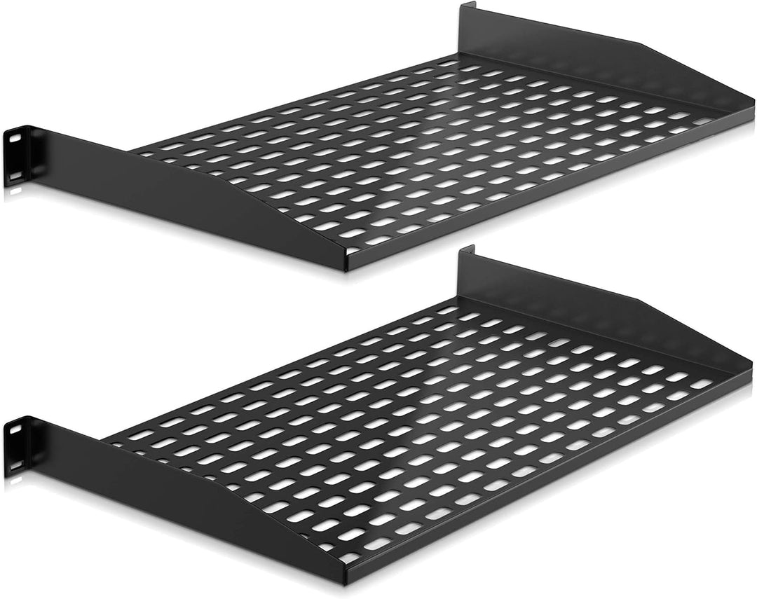 Pyle 2-Pc 1U Server Rack Shelf, Vented Shelves for Good Air Circulation, Cantilever Mount, Wall Moun